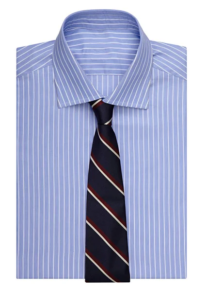 Елегантна чоловіча смугаста синя сорочка з краваткою — стокове фото