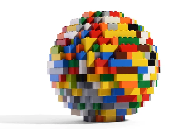 Close-up of a colorful sphere made of toy bricks — Stock Photo, Image