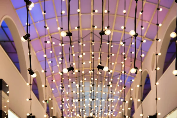 Glowing shopping mall lights — Stock Photo, Image