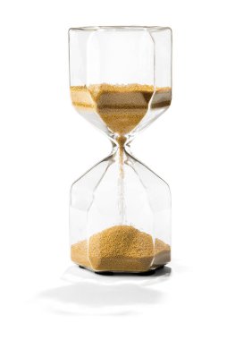 Kum, gölgeli bir kum saatinin içinden akıyor.