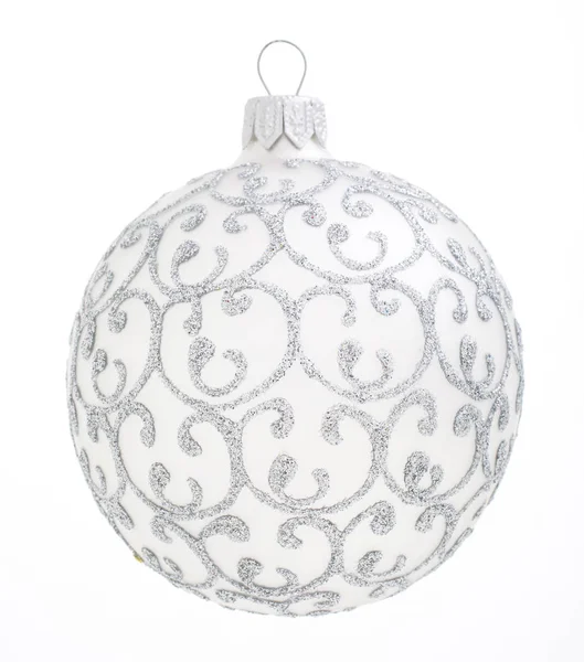 Natal ornamento prata ball.xmas decoração isolada — Fotografia de Stock