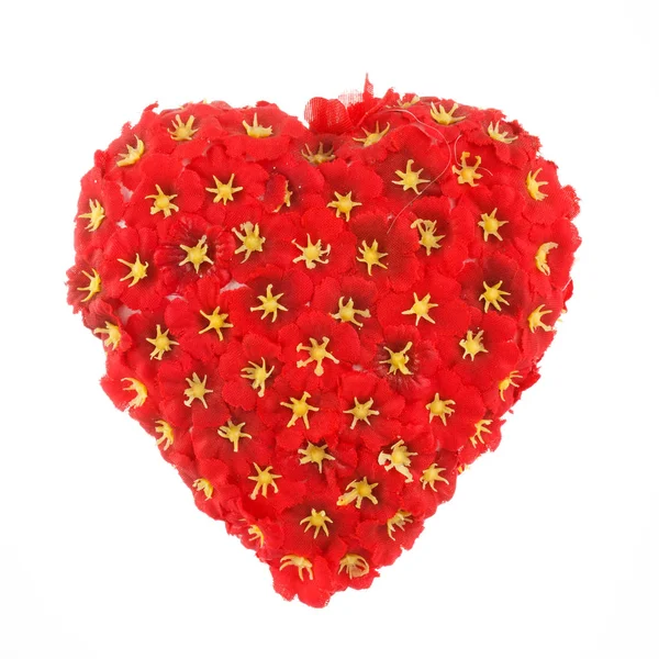 Red Flowers Heart on White — Stock Photo, Image