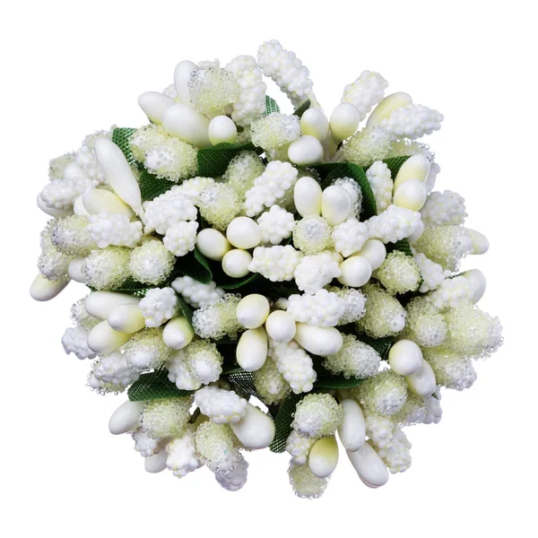 White flower bouquet isolated, beautiful decoration,top view — Stock Photo, Image