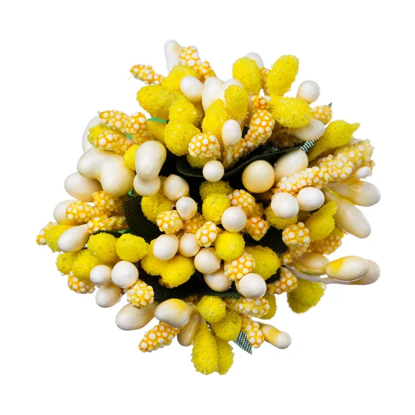 Bouquet of yellow flower isolated, beautiful decoration,top view — Stock Photo, Image