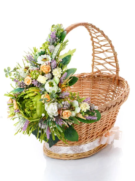 Easter basket on a white background — Stock Photo, Image