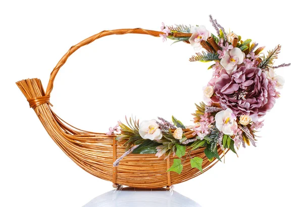 Basket isolated on white background Decorated — Stock Photo, Image