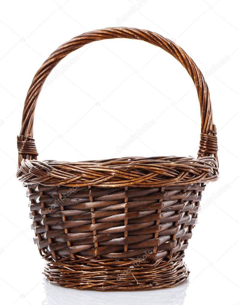 wicker basket decorated on white