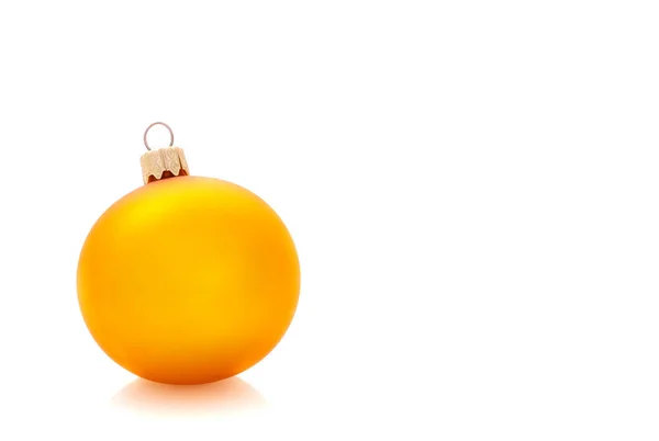 Yellow christmas ball isolated, place for text — Stock Photo, Image