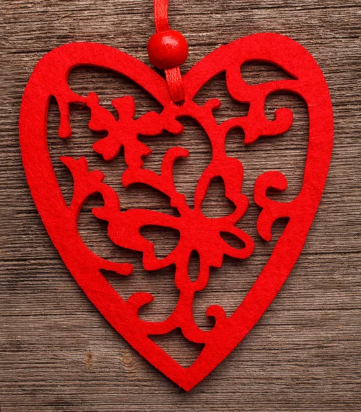 Decorazione del cuore vintage su sfondo in legno — Foto Stock