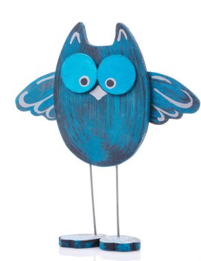 Bir beyaz baykuş komik ahşap oyuncak