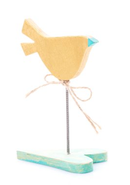 El yapımı ahşap kuş izole Stick