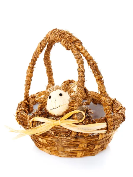 Basket isolated on white background Decorated — Stock Photo, Image