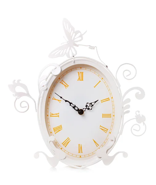 Vieille horloge antique isolée sur blanc — Photo