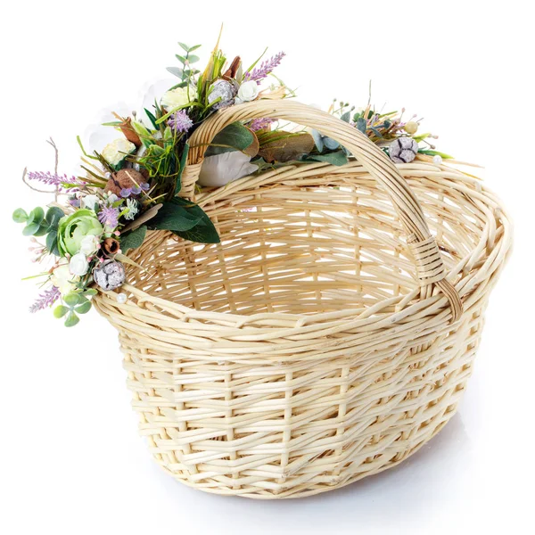 Easter basket on a white background — Stock Photo, Image