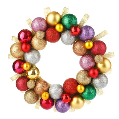 Beyaz arka plan üzerinde izole Noel çelenk