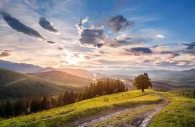 toprak yol dağlar .landscape içinde.