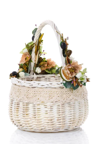 Basket of flowers isolated — Stock Photo, Image