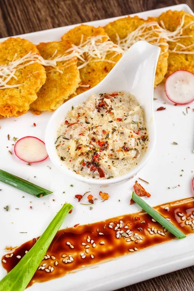 Restaurant food - potato pancake — Stock Photo, Image