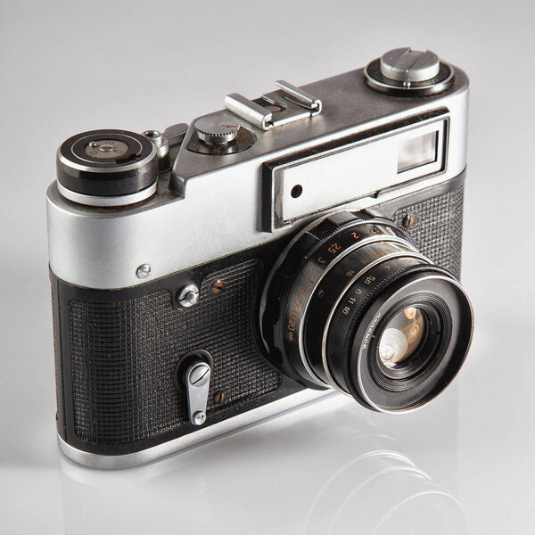 Retro camera. Vintage photocamera.
