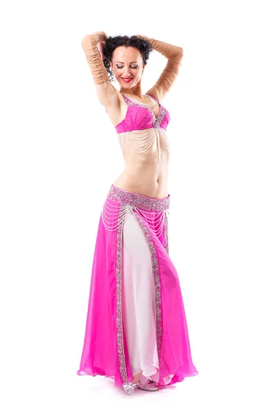 Sensual arabic girl belly dancer dancing in studio — Stockfoto