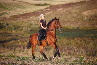 At, Aktif istirahat, spor ve binicilik kavramı - atlı spor kadın