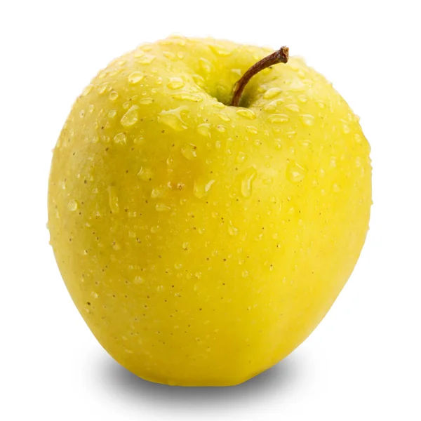 Gelber Apfel isoliert auf weißem Hintergrund mit Schneideweg. — Stockfoto