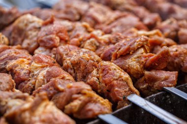 Açık ızgara ızgara lezzetli mangal kebap