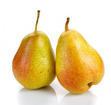 Beyaz arka plan üzerinde izole armut. Şekilde yolunda.