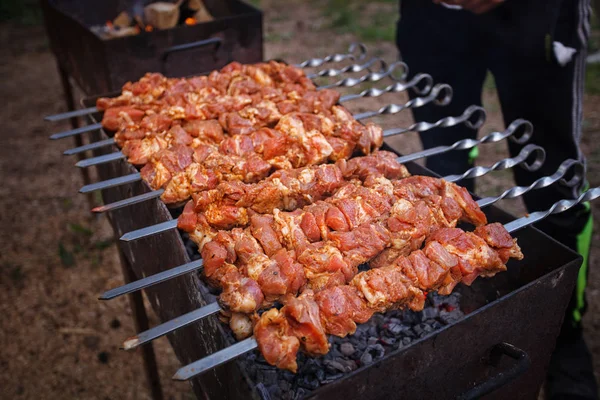 Deliciosa barbacoa parrilla kebab en la parrilla abierta —  Fotos de Stock