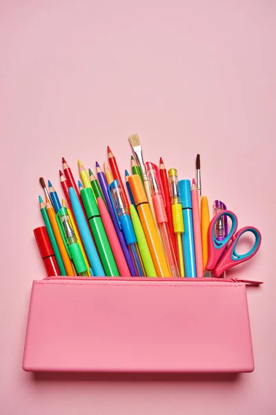 Group of school supplies and books on table — Stock Photo, Image