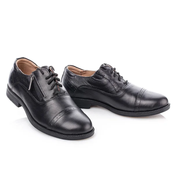 Scarpe Classiche Dell Uomo Nero Isolate Sfondo Bianco — Foto Stock