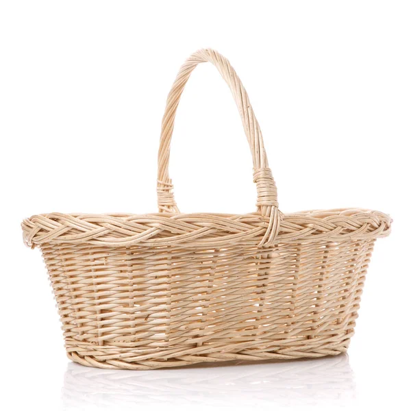 Rustic Wicker Basket Harvest Isolated White Background — Stock Photo, Image