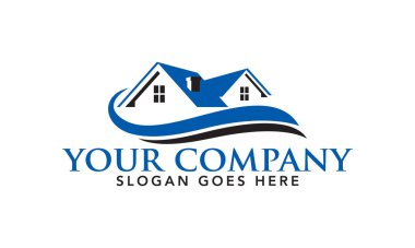 Emlak acenteleri, çatı yenileme, ipotek ve Mimari Vektör Logo Şablonu