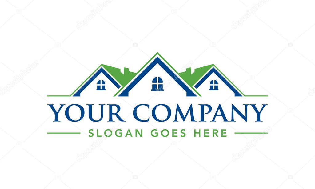 Real Estate Agents, Roofing, Renovation, Mortgage and Architect Vector Logo Template