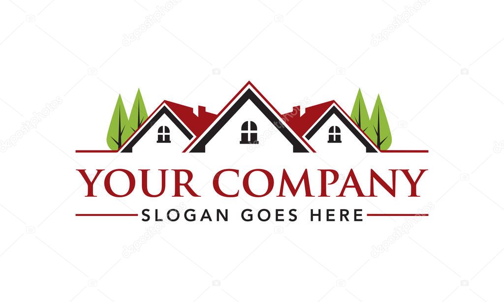 Real Estate Agents, Roofing, Renovation, Mortgage and Architect Vector Logo Template