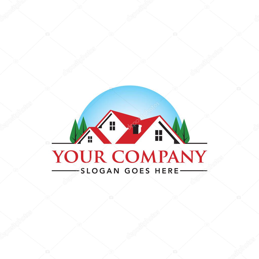 Real Estate Agents, Roofing, Renovation, Mortgage and Architect Vector Logo Template