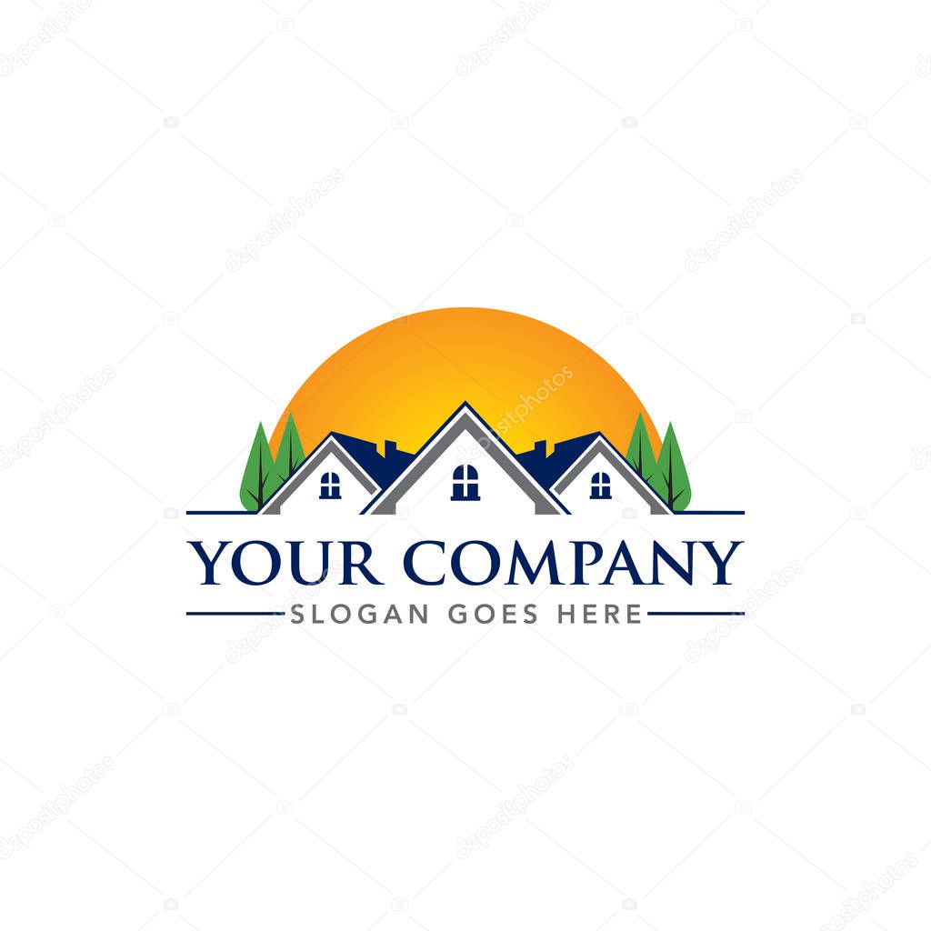 Real Estate Agents, Roofing, Renovation, Mortgage and Architect Vector Logo Template