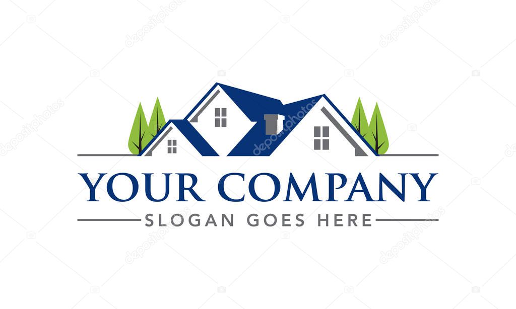 Real Estate Agents, Roofing, Renovation, Mortgage and Architect Vector Logo Template