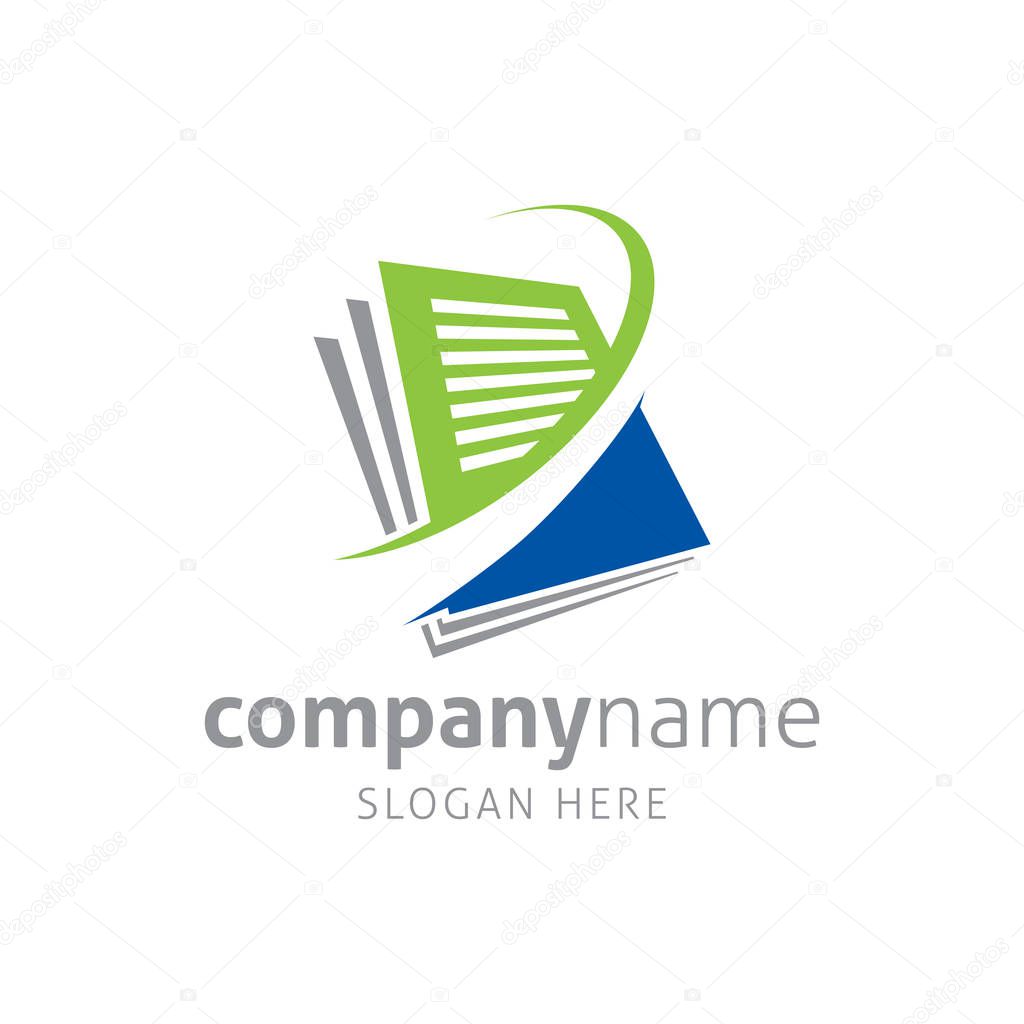 Document Data Processing Vector Logo Template