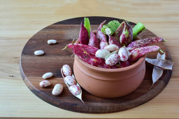 Kacang merah dalam panci tanah liat — Stok Foto