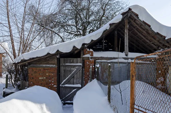Frammento Costruzione All Aperto Dopo Forti Nevicate Inverno Zavet Bulgaria — Foto Stock