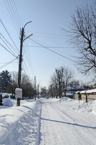 Majestuosa Vista Del Distrito Residencial Después Fuertes Nevadas Invierno Zavet — Foto de Stock