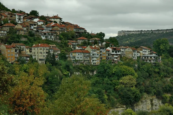 Vue Quartier Résidentiel Avec Vieilles Maisons Situées Côte Côte Sur — Photo