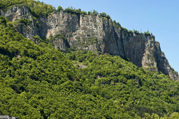 Strange Landscape Springtime Nature Green Mix Forest Rock Hill Teteven — Stock Photo, Image