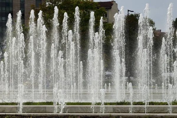 Una Vista Cerca Las Fuentes Agua Frente Palacio Nacional Cultura —  Fotos de Stock