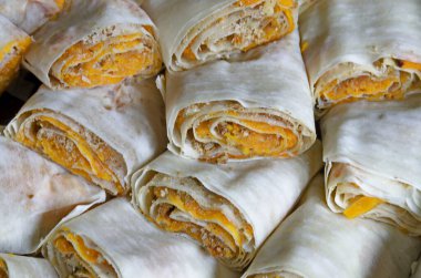 Geleneksel Bulgar balkabağı pastası - banitza, strudel veya tikvenik fırına hazır, Sofya ve Bulgaristan  