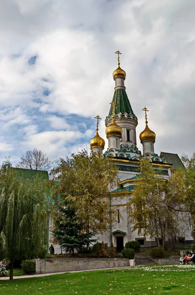 Sofia Bulgarie Novembre 2019 Église Orthodoxe Russe Saint Nicolas Faiseur — Photo
