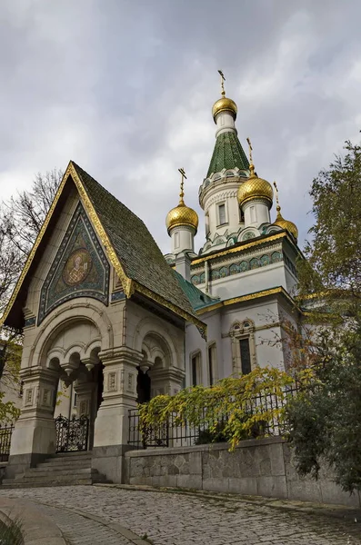 Sofia Bulgarie Novembre 2019 Église Orthodoxe Russe Saint Nicolas Faiseur — Photo