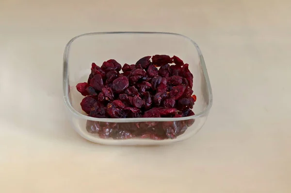 Portion Dried Ripe Cranberry Vaccinium Oxycoccos Fruit Small Bowl Sofia — Stock Photo, Image