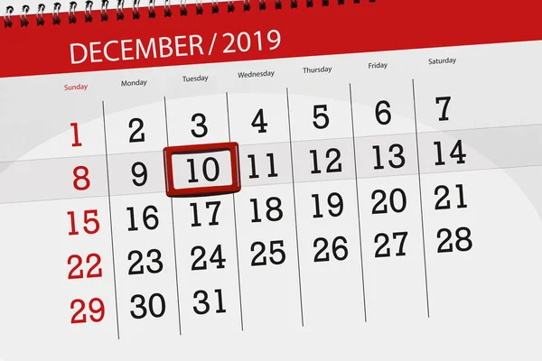 Agenda du mois décembre 2019, date limite, 10 , — Photo